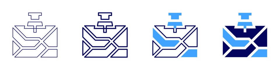 Map system icon in 4 different styles. Thin Line, Line, Bold Line, Duotone. Duotone style. Editable stroke