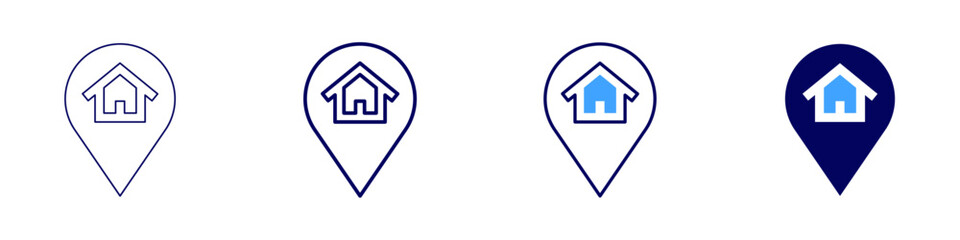 Map verification icon in 4 different styles. Thin Line, Line, Bold Line, Duotone. Duotone style. Editable stroke