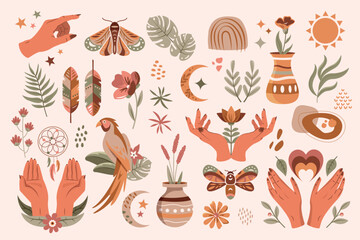 Boho style hand drawn set