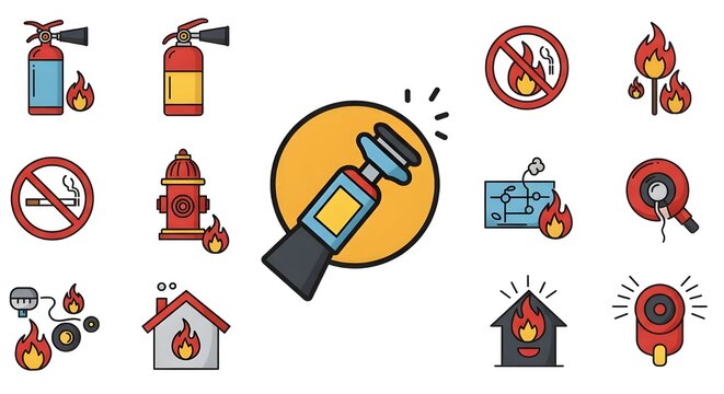 Paquete de iconos de prevenci&oacute;n de incendios