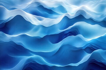 Obraz premium Abstract Blue Waves: A Serene Digital Landscape