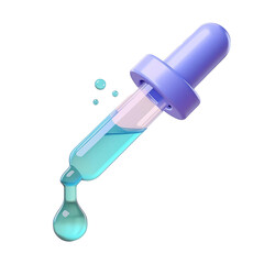 Pipette Dropping Liquid 3D Cartoon Style Illustration on White Background 