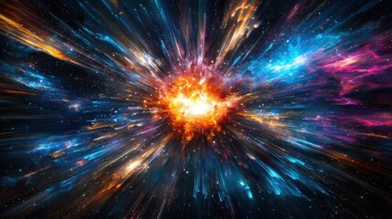 illustration of big bang and beginning of universe, digital concept of space and star formation