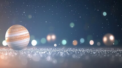 Cosmic Landscape with Beautiful Planet and Stars