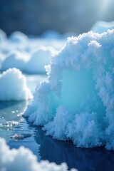 Crystalline ice formations on a frozen cod pack , texture, arctic