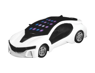 White Toy Car Isolated on White Background