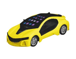 Yellow Toy Car Isolated on White Background