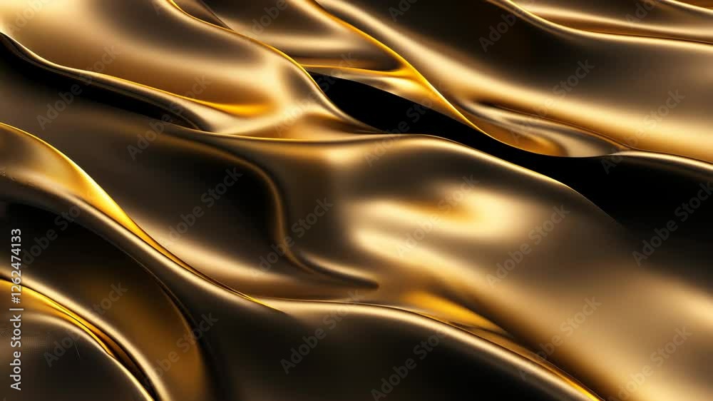 Poster soft golden fabric flows with gentle drapes, creating a captivating display of light and texture in 