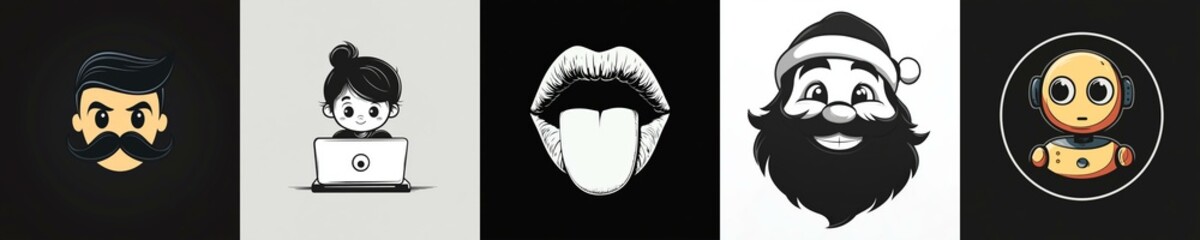 Fototapeta premium Diverse Collection of Cartoon Character Designs in Various Styles