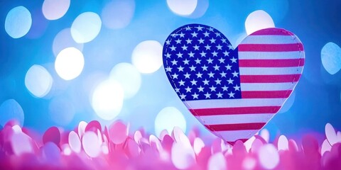 Obraz premium Heart with the American flag in the middle
