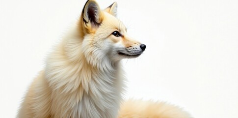 Deep pile, plush fox fur collar ivory white background, texture, cozy, fluffy