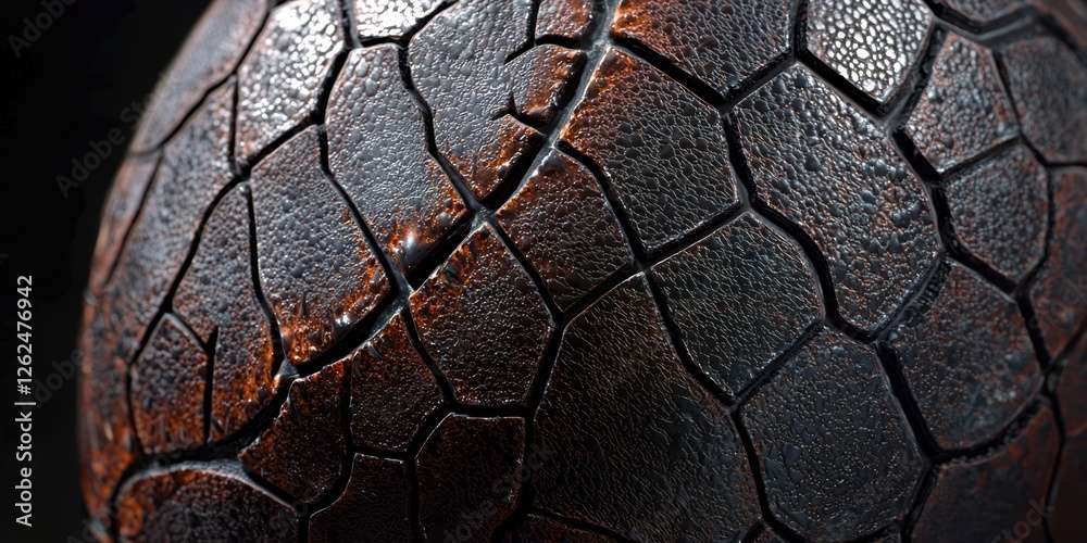 Poster black and brown object with a lot of cracks and holes