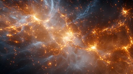 Naklejka premium Ethereal cosmic cloudscape with shimmering constellations and nebula dust