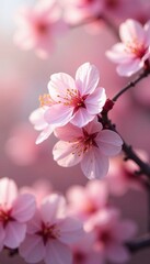 Fototapeta premium Delicate pink blossoms showcase spring product, marketing, nature, spring background
