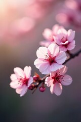 Delicate pink cherry blossoms in soft focus, spring background, season, sakura, floral
