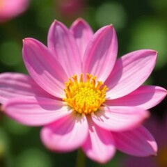 Obraz premium Delicate pink petals surround a sunny yellow center , texture, botany, bloom