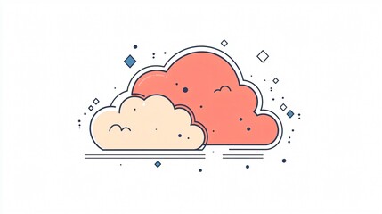 Flat Style Hand-Drawn Clouds and Dots Abstract Vector Illustration