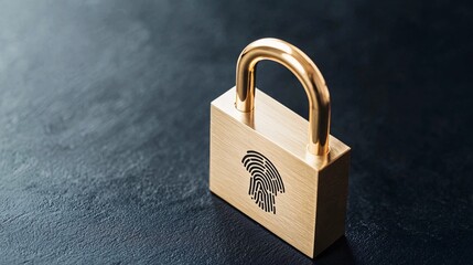 Fototapeta premium Secure Lock with Fingerprint Design on Dark Textured Background