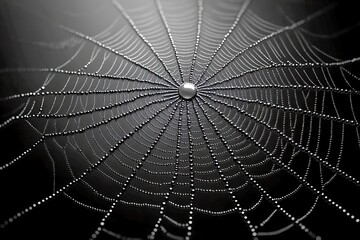 Obraz premium Detailed Close-up of a Dew-Kissed Spiderweb