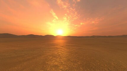 Fototapeta premium Golden sunset over desert landscape