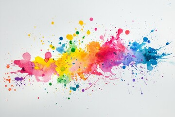 Multicolored watercolor splash on white background. Artificial Intelligence