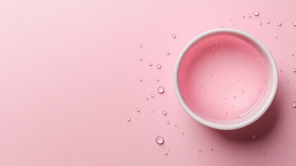 A White Bowl Filled with Water on a Pink Table