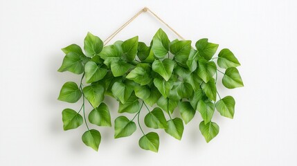Fototapeta premium Lush green succulent leaves hanging on a wall in a bright indoor environment