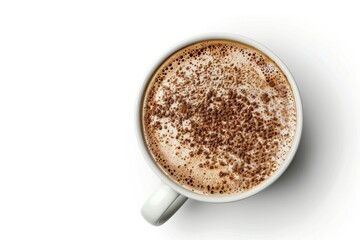 Cappuccino in white cup on saucer with cinnamon. Artificial intelligence image