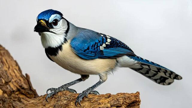 Blue jay perched on a branch displaying vibrant plumage in a natural setting