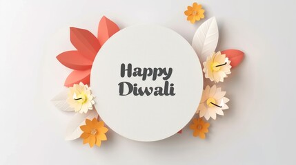 Celebrating Diwali with Festive Elements and Greeting in Modern Typography