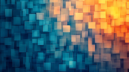 Abstract Blue-Orange Gradient Squares Pattern