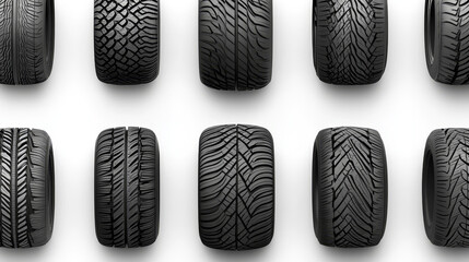 Set of tire patterns for design isolated on white. Vector version is also available