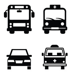 Transportation Silhouette Set Emergency & Public Vehicles