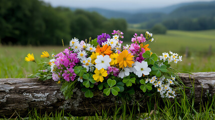 Obraz premium nature-inspired clover and wildflower bouquet
