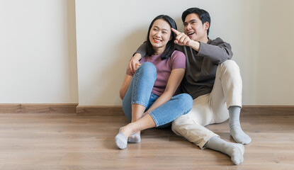 Couple in new apartment and fantasizing about the future
