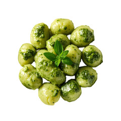 Delicious Plate of Pesto Gnocchi on transparent background