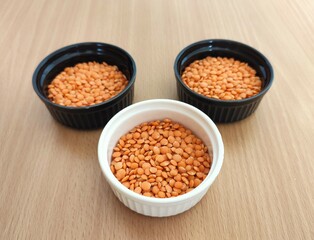 Red lentils on the table