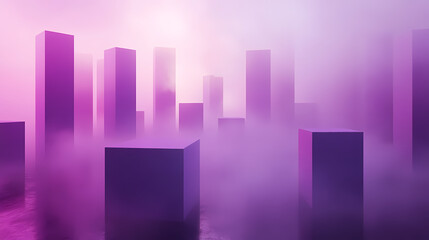Fototapeta premium Mystical Abstract: Purple Blocks in Misty Dreamscape