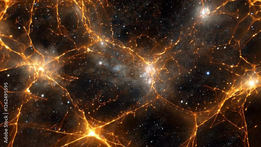 Wall mural cosmic web of interconnected galaxies and dark matter illuminated by distant starlight in the vast u