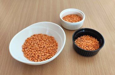 Red lentils on the table