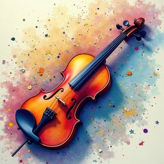 Fototapeta premium Intertwined violin & piano notes, watercolor effect, airy, art