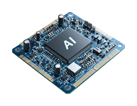 Ai chip innovations in technology lab environment isolated on transparent background, png