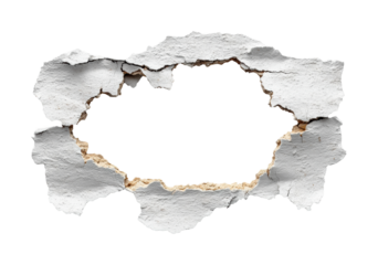 Damaged wall texture detail isolated on transparent background, png