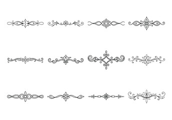 Obraz premium Tet of text delimiters and scroll elements, Graphic underline elements, Vintage divider, vector illustration border