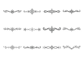 Obraz premium Tet of text delimiters and scroll elements, Graphic underline elements, Vintage divider, vector illustration border
