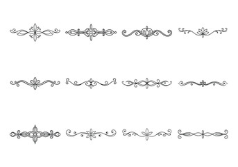 Obraz premium Tet of text delimiters and scroll elements, Graphic underline elements, Vintage divider, vector illustration border