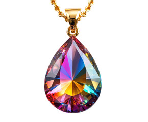 Sparkling gem necklace jewelry bright luxury isolated on transparent background, png