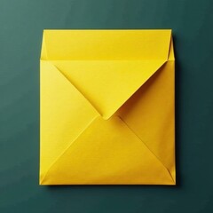 Luxurious golden envelope against sunny yellow, festive, elegant