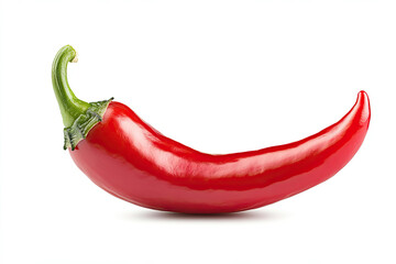 A single vibrant red chili pepper isolated on a white background a perfect image for culinary websites or food blogs