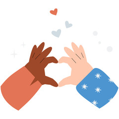 Two Hands Forming A Heart Shape In Flat Vector Illustration Symbolizing Love, Friendship, And Unity, Isolated On White Background.